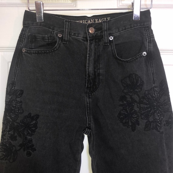 AE Black Mom Jeans - Embroidered - Picture 3 of 3